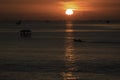 The landscape photo of fishing village in sunrise