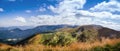 Landscape photo of mountain hills with blue sunny day sky Royalty Free Stock Photo