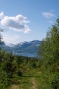 Landscape photo of mountains and lake in summer Royalty Free Stock Photo