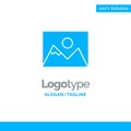 Landscape, Photo, Photographer, Photography Blue Solid Logo Template. Place for Tagline