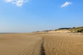The fine sand beach of the Old Church in Europe, France, Normandy, Manche, in spring, on a sunny day Royalty Free Stock Photo