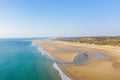 The long sandy beach of La Vieille Eglise in Europe, France, Normandy, Manche, in spring, on a sunny day Royalty Free Stock Photo