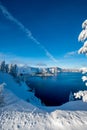 Inter Forest Crater Lake Snowy Mountain Landscape Photograph Oregon Pacific Northwest Mountain Trees
