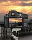 Landscape Photographer Sunset Camera Royalty Free Stock Photo