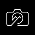 Landscape Photography Logo Icon with Camera and Mountain Concept. Creative Minimal Emblem Design Template. Graphic Symbol for Corp Royalty Free Stock Photo