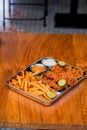 a tray of fritters Royalty Free Stock Photo
