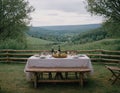 Landscape with a picnic. Royalty Free Stock Photo