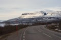 Landscape Picture of asphalt road in the Lapland in nord Sweden. Royalty Free Stock Photo