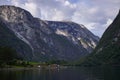 Landscape picture of Aurlandsfjorden fjord in norwegian region Aurland. Royalty Free Stock Photo