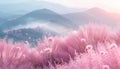 landscape of pink Hairawn muhly field Royalty Free Stock Photo