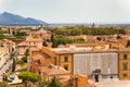 Landscape with Pisa old town and Arno river, Tuscany, Italy. Panoramic view of the ancient village of San Miniato in the province Royalty Free Stock Photo
