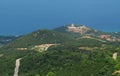 Landscape with The Platamon Castle and sea coast in Platamonas, Greece
