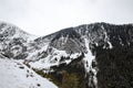 Landscape in the Polish Tatra Mountains. View of the snow-capped peaks Royalty Free Stock Photo