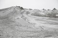 Landscape portrait from Mud Volcanoes - Buzau, Romania. Unique geological phenomenon in Europe where the earth gas Royalty Free Stock Photo