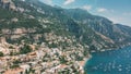 Landscape of Positano in Italy, West Europe. Amalfi Coast and Mediterranean Sea.