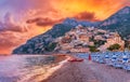 Landscape with Positano town, Amalfi coast, Italy Royalty Free Stock Photo