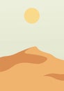 Landscape poster with desert sand hills. Nature abstract wavy shapes.