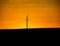 Landscape power line on the background of the sunset sky Royalty Free Stock Photo