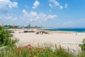 Public beach in Constanta, Black Sea, Romania Royalty Free Stock Photo