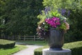 Landscape of public park with flowers and plants Royalty Free Stock Photo