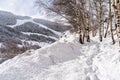 Landscape with Pyrenees Mountains in Andorra , Grandvalira ski area in El Tarter one winter day Royalty Free Stock Photo