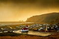 Reyniskirkja white church, the rainy atmosphere, Iceland