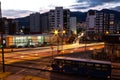 Landscape of quito ecuador skyline with cars moving