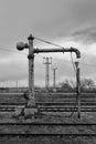 A landscape with railroad tracks at Arroyo Malpartida train station, Extremadura, Spain Royalty Free Stock Photo