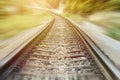 Landscape of railroad tracks with motion blur effect Royalty Free Stock Photo