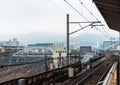 Landscape of the railway station in Kyoto, Japan. Copy space for text. Royalty Free Stock Photo