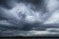 Landscape of the Rain clouds that are forming before a storm over the river at rural Thailand. A large cloud that is forming a Royalty Free Stock Photo