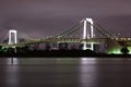 Landscape of Rainbow bridge in Tokyo at night Royalty Free Stock Photo