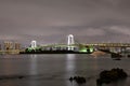 Landscape of Rainbow bridge in Tokyo at night Royalty Free Stock Photo