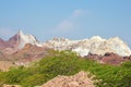 Landscape of rainbow mountains and salt domes in Hormuz Island Royalty Free Stock Photo