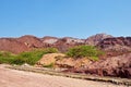 Landscape of rainbow mountains and salt domes in Hormuz Island Royalty Free Stock Photo