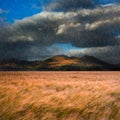 Landscape of rainy windy mountain landscape Royalty Free Stock Photo