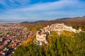 Landscape with Rasnov city and medieval fortress, Brasov, Transylvania, Romania Royalty Free Stock Photo