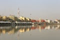 Landscape of Ratchaburi city against Mae Klong river on March 2017, Thailand