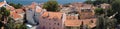 Landscape with red tile roofs. urban panorama. aerial view in Portugal Royalty Free Stock Photo