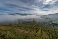 Landscape of the Renchtal with low level fog at Oberkirch