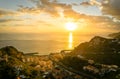 Landscape with Ribeira Brava town at sunset, Madeira