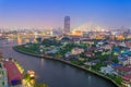 Landscape of river in Bangkok cityscape in night time Royalty Free Stock Photo