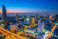 Landscape of river in Bangkok cityscape in night time Royalty Free Stock Photo