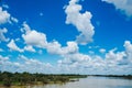 landscape river with blue sky,beautiful scenery