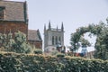 Landscape of river Cam, old colleges view, Cambridge university campus buildings