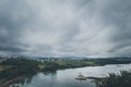 Landscape with the river on cloudy day