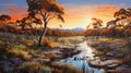 Landscape By The River Native Australian Motifs In Realistic Fantasy Artwork