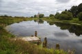 Landscape with river and old church