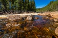 Landscape with river, rapids and forest Royalty Free Stock Photo