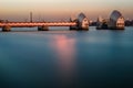 Landscape of River Thames Flood Barrier in London Royalty Free Stock Photo